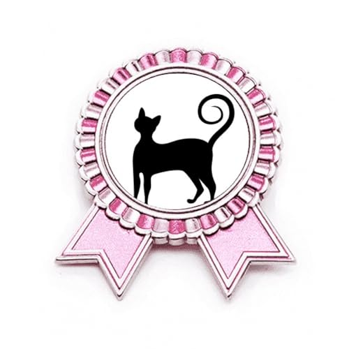 Broche chat noir rose en métal pour personnaliser vos vestes et vestons au quotidien
