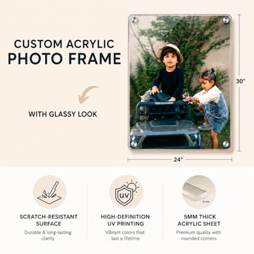 Image of Giftplease Customized Acrylic Photo Frame 36x24 Inch | Personalized Wall Photo Print | 5mm Premium Clear Acrylic | Wedding, Anniversary, Couple & Family Picture Frame for Home Living Room Wall Decor