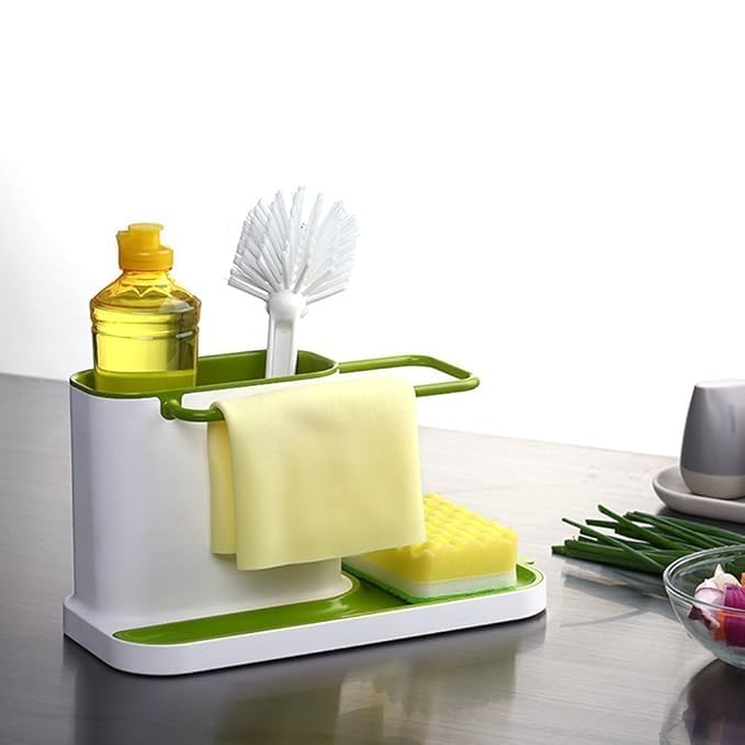 Rdipsie 3 In 1 Countertop Kitchen Sink Organizer For Dishwasher Liquid,Brush,Cloth,Soap,Sponge,Etc.-(Pack Of 1,Plastic,Tiered Shelf) 2