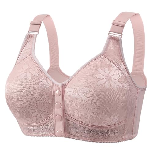 Sujetadores florales con cierre frontal para mujer, suave y cómodo, bralette push up, ropa interior con cuello en V, bralettes diarios para pechos caídos, brasier sin aros, brasier diario, rosa, XL