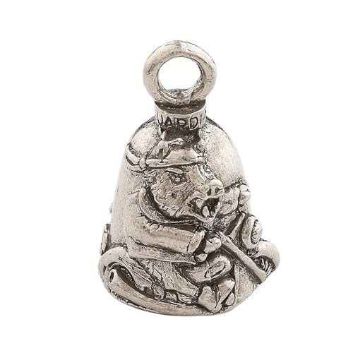 Guardian Bell Wild Hog Good Luck Bell w/Keyring & Black Velvet Gift Bag | Motorcycle Bell | Lead-Free Pewter | Good Luck Gift