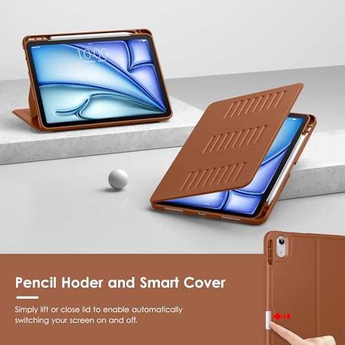VIKESI Case for iPad Air 11-inch with M4 / M3 / M2 Chip 2026/2025/2024 and for iPad Air 5th/4th Gen 10.9 Inch 2022/2020,Multiple Angles Stand Cover,Soft Back,Pencil Holder,and Auto Sleep/Wake,Brown by VIKESI - Image 7