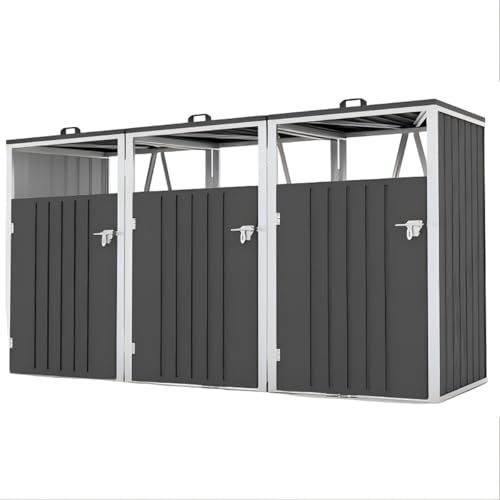 ゴミ箱 屋外収納庫 大容量 大型 2分?/3分別 屋外ごみ箱 ストッカー 外用 ゴミステーション ベランダ 収納ボックス 耐久性 防腐 防錆 金属製 (3分別)