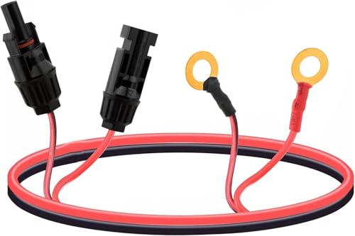 10AWG 30CM Solar Connector Pair with 8.0mm Grounding Plates - Photovoltaic Cable Set Black+Red, IP68 Waterproof for Energy Storage Systems