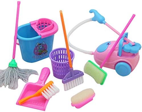 9pcs/Set Mini Pretend Play Mop Broom Toys Cute Kids Cleaning Furniture Tools Kit House Clean Toys