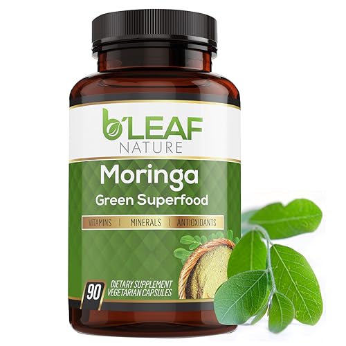 B'LEAF NATURE Organic Moringa Capsules 1000mg, 90 Count – Moringa...