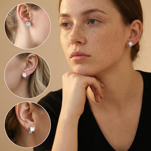 4 pares aretes clip on sin perforar con zirconia cúbica miniatura 4