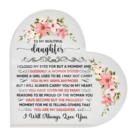 FG Family Gift Mall Birthday Gifts For Daughter, Father Daughter Gifts From Mom, Gifts For Daughter From Dad, Daughter Presents From Mom, Cool Gifts For Daughter, To My Daughter Acrylic Plaque Gifts Cover