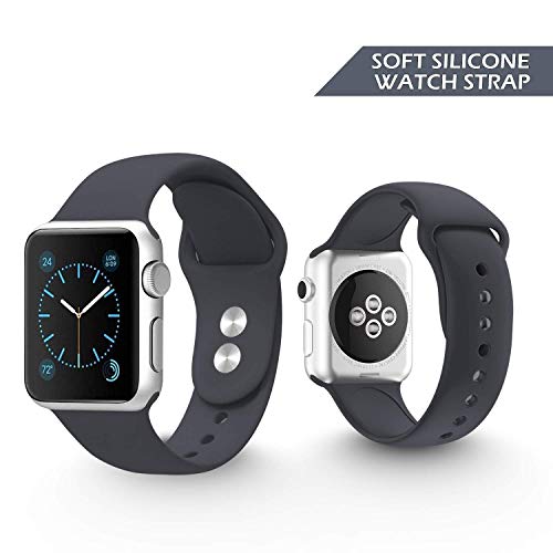 Image of GRIPP Soft Silicone Watch Strap for 40mm /41mm /42mm, Watch Series 11 /10 /9 /8 /7 /6 /5 /4 /3 /2 /1, SE 3 /2 /1, Slim, Lightweight, Adjustable (Watch Not Included) - Charcoal