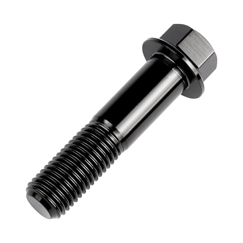 Image of Titanium Bolt M12 30 35 40 45 50 55 60 65 70 75 80 85 90mm Hex Small Flange Head for Motorcycle Car Modification Pack of 4 (M12x50mm Pitch 1.5, Black)