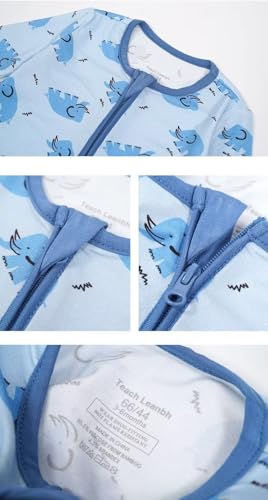Teach Leanbh Unisex Baby Bamboo Viscose Pajamas with Mittens and Feet Cuffs Soild Printing 2 Way Zipper Long Sleeve Romper2