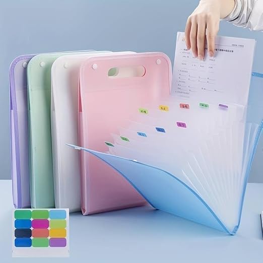 Image of 13 Layer Expanding File Folder with Snap Button Closure Portable Document Organizer File Storage Bag with 13 Sections for Office Home School Papers (Pack of 1)