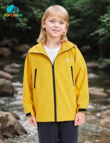Image of Kids Rain Jacket Lightweight Waterproof Rain Coats Outerwear with Hood for Boys Girls Size 5-15