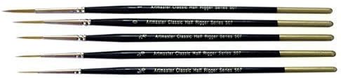 Artmaster Half Rigger Artist Paint Brush Set Of 5 In Sizes 5/0, 3/0, 2/0, 0, 1