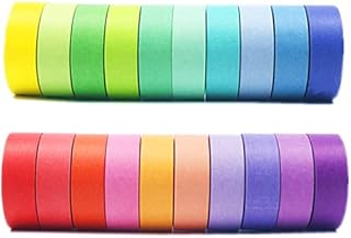 20 Rolls Multicolor Washi Tape Set, Colored Masking Tape, Rainbow Colourful Sticky Pastel Washi Tape, Writable Washi Tapes for Painting Journal DIY Scrapbook Decorative Crafts 15mm x 5m