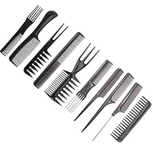 TENFIRE® New Professional Multipurpose 10 Pcs Hair Comb Set Hair brush for Hair Cutting and Styling (BLACK) 5 416PYOnNUWS. SL500 . SS300
