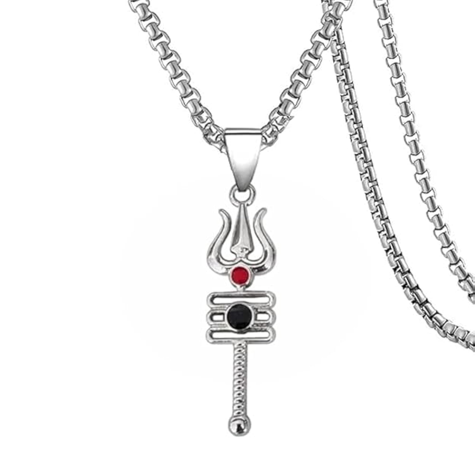 Men's Mahadev Locket Dog Tag Pendant Necklace Set
