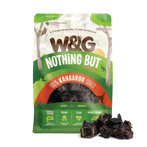 W&G Kangaroo Dog Treats — Single-Ingredient, Grain-Free, Hypoallergenic Training Snacks, 5oz (5oz, Kangaroo Lung Cubes)