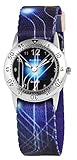  Auriol Kinderuhr Blau Schwarz Blitze Technik Analog Metall Textil Quarz Armbanduhr