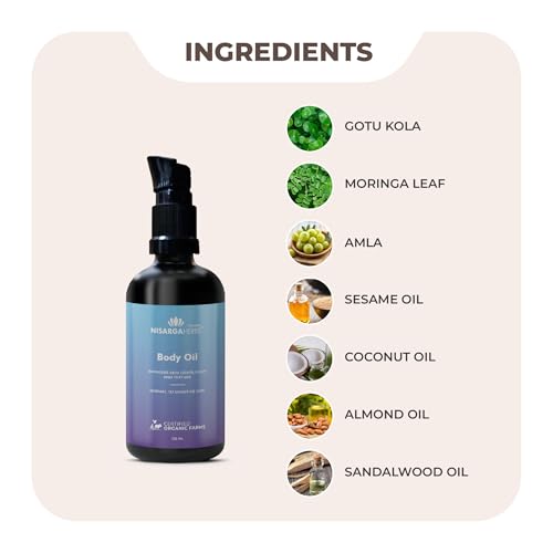 Image of SONARK'S NISARGA HERBS Ayurvedic Body Oil - Natural Massage Oil for Deep Softness, Radiance & Even Skin Tone - Helps Reduce the Appearance of Scars, Stretch Marks & Body Blemishes
