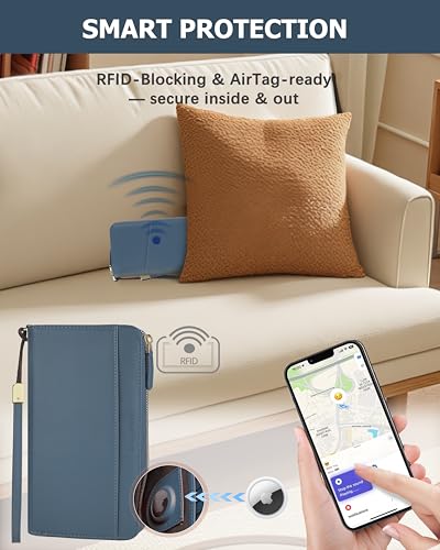 Image of Large Wallet for Women, Clutch Wallet with Passport Holder | RFID Wallet for Women, Zipper Clutch Purse, Passport Holder for Travel, Multiple Card Slots, Phone Pocket, Wristlet Strap