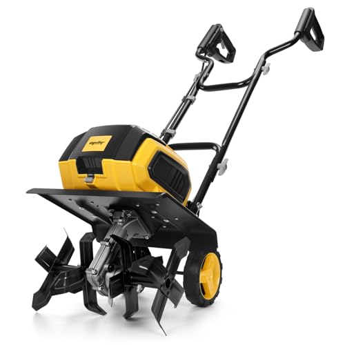 Image of 40V Brushless Cordless Tiller Cultivator Compatible with Dewalt 20V Battery(Tool Only), Electric Garden Tiller w /16 Steel Tines, 14.2 inch Tilling Width, 8.7 inch Depth, Safety Lock, Portable Rototiller