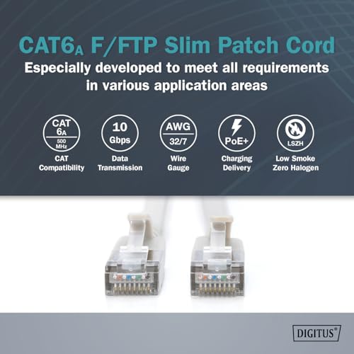 Cable LAN Digitus Cat. 6A 1 m Slim RJ45 F/FTP Gris miniatura 6
