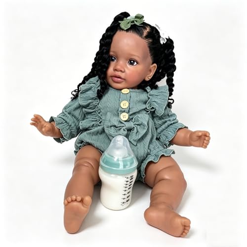 Muñeca Reborn Toddler Niña 66 cm Realista Piel Oscura miniatura 1