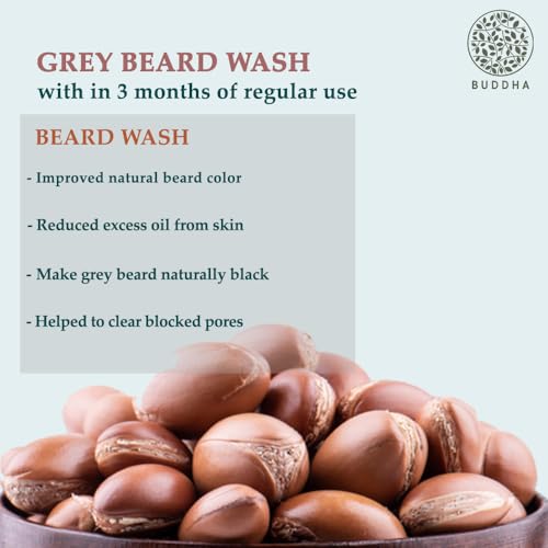 Image of Buddha Natural Grey Beard Wash (120 ml) - For Reduce Greys and Restore Natural Color | Herbal Formula For Strengthens & Thicker Beard | Suitable for All Beard Types