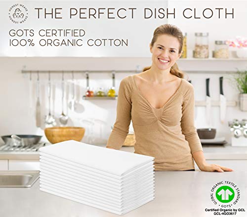 Honest Weave Gots Certified 100% Organic Flour Sack Cotton Kitchen Hand And Dish Towel Sets - Extra Large 27X27 Inches, Fully Hemmed, 12-Pack, Natural Tan #TOP4