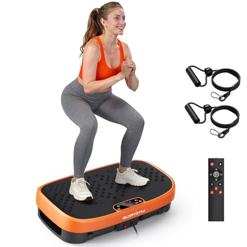 Vibration Plate Exercise Machine - 120 Levels, 350lb Capacity, Quiet Motor with Remote Control for Home Fitness & Weight Loss Orange