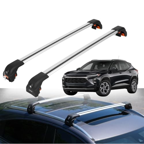 Image of ERKUL Heavy Duty Roof Rack Cross Bars for Chevrolet Chevy Trax 2024-2026 | Upgraded 220 lbs Aero Aluminum Crossbars with Smart Clamp System | Compatible with Flush Rails - Silver