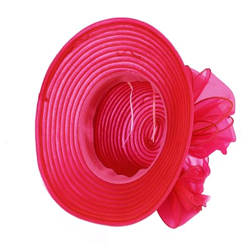 Image of DRESHOW Lady Derby Dress Church Bowler Cloche Hat Bowknot Organza Bridal Cap for Wedding