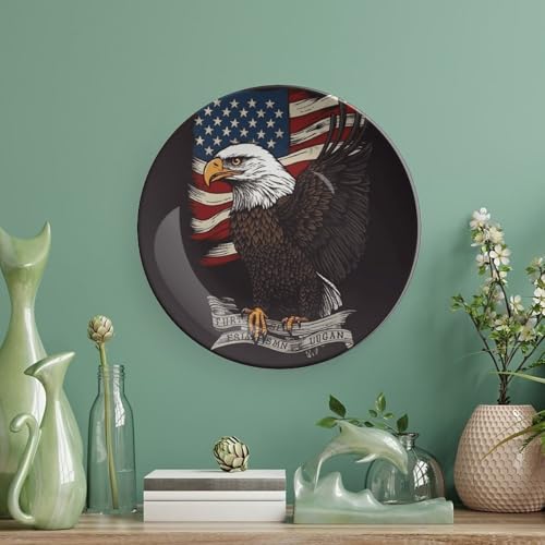 Plato decorativo de porcelana USA Patriotic Eagle 6 pulgadas miniatura 5