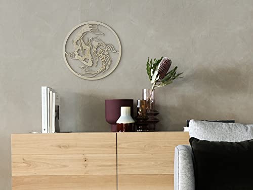 Fourth Level 12" Yin Yang Koi Fish, Asian Wood Wall Art, Spiritual Home Decor, For Yoga/Meditation Room, Altar #TOP5