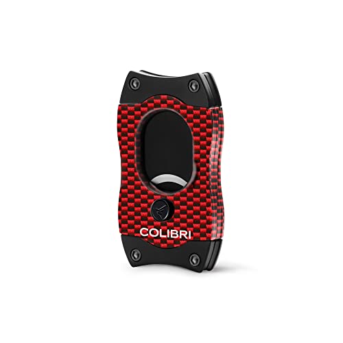 Colibri S-cut Cigar Cutter - Carbon Fibre Pattern - Classic Straight Cut - Up-to 66 Ring Gauge Cigars - Non-stick Coating - Spring Loaded Release Mechanism - Includes Nice Gift-box