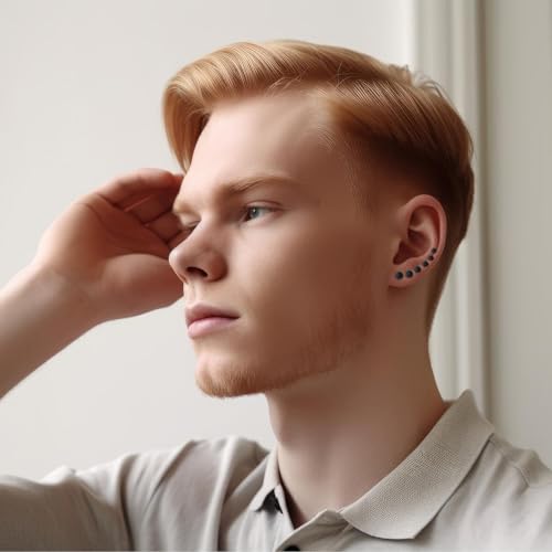 Giantree 6 Pairs of Black Stud Earrings for Men and Women, Faux Gauges Earrings, Hypoallergenic Earrings, 4-10mm Ear Tunnel Stainless Steel Dot Earrings for men and Women (Black)4