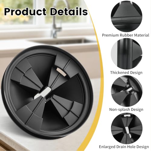 Image of Garbage Disposal Splash Guard, 2 Pack Upgraded EPDM Rubber Drain Insert for InSinkErator Evolution Series 3 3 /8 inch QCB-AM Sink Baffle Drain Cover Removable Quiet Collar EPDM Strainer Insert Parts