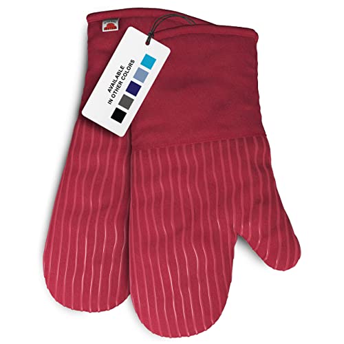 Big Red House Oven Mitts And Pot Holders Sets, With The Heat Resistance Of Silicone And Flexibility Of Cotton, Recycled Cotton Infill, Terrycloth Lining, 480 F Heat Resistant Pair Red #TOP1