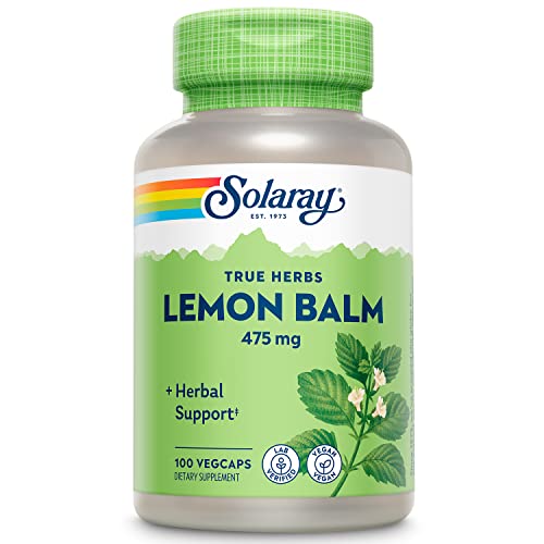 Solaray Lemon Balm Aerial 475Mg | Healthy Mental Calm & Relaxation And Rest Support | Whole Aerial For Full Nutrient Profile | Non-Gmo, Vegan | 100 Ct #TOP22