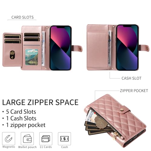 Étui iPhone 14 Plus Asuwish avec fermeture éclair et protège-écran - 4