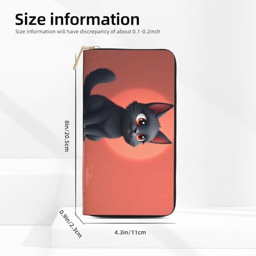 Cute Black Cat-C Print Wallet Women, Leather Bifold Multi Card Wallet, Long Purse Women's Wallets2