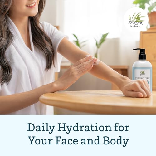 Southern Natural Goat Milk Lotion – Nourishing Face, Body & Hand Moisturizer for Dry & Sensitive Skin - Hydrating Cream, Gentle Skincare for Soft & Smooth Feel - Unscented 12oz