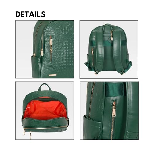 Image of Tote&Carry Apollo BFF Backpack for Women, Vegan Leather, Water-Resistant, Carry-On Luggage for Travel, Work & Daily Use (Crocodile Skin, Black)