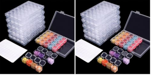 Image of SGHUO 168 Slots 6pcs 28 Grids Diamond Painting Boxes Plastic Organizer, Bead Organizer (Pack of 2)
