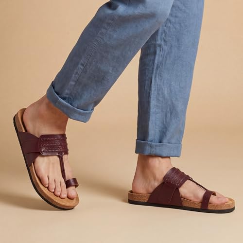 Image of Frido Puneri Chappal for Men | Available in 2 Options- Arch Support & Without Arch | Traditional Indian Leather Sandals with Memory Foam, Wide Toe Box & Zero Drop Design | Adjustable Ethnic Footwear