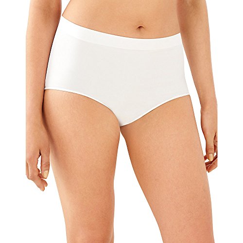 Bali Women's Seamless Panties, Smoothing Brief Underwear for Women, Full-Coverage Stretch Microfiber Briefs (Colors May Vary), White, Medium