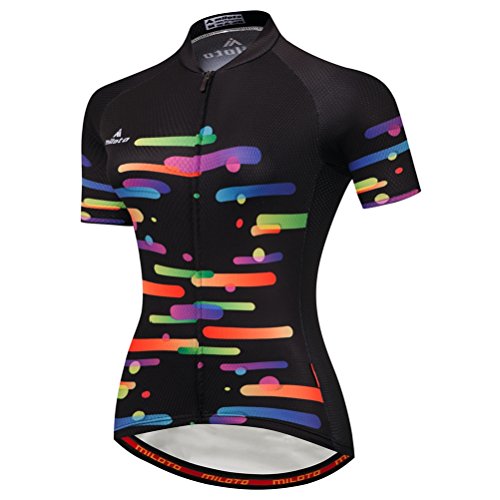 Uriah Women's Cycling Jersey Short Sleeve Reflective Brush Black Size XXL(CN)