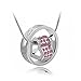 DDU(TM) 1Pc Pink- Unique Love Heart Ring Shape Crystal Rhinestone Pendant Neck Chain Necklace Valentine's Day Gift