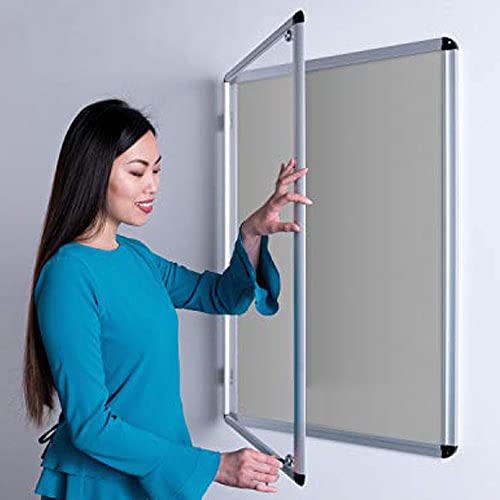 Wonderwall Classic Grey Tamperproof Lockable Noticeboard, 120 x 90 cm, Felt Pinboard with 2 Matching Safety Locks & Keys - Ideal for School, Office, Community Hub